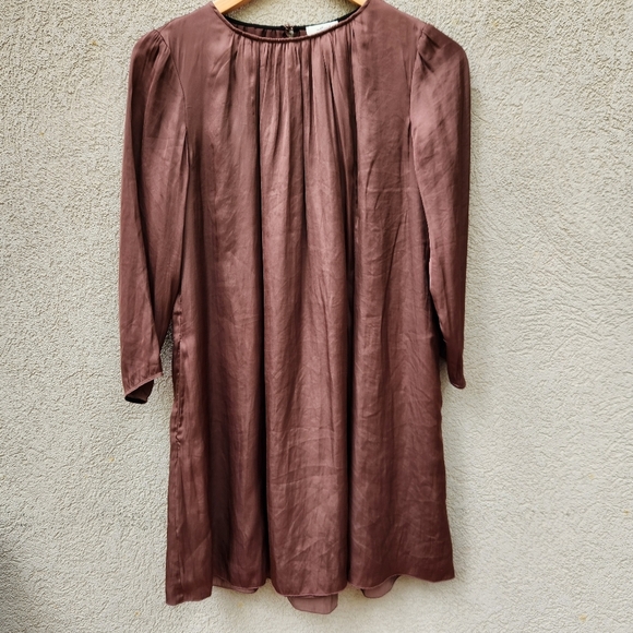 WILFRED Dress Women's Small Bronze Baby Doll Aritzia Lined Classic Luxury - Picture 1 of 12